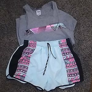 Pink victorias secret matching outfit